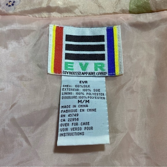 Vintage EVR Div Rousso Apparel Silk Pastel Floral WindBreaker Jacket, Sz Medium - Picture 7 of 13